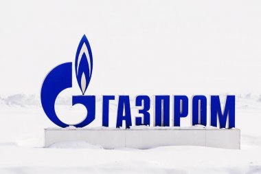 MOSCOW, RUSSIA-MARCH 11, 2018: GAZPROM logo on the background of clipart