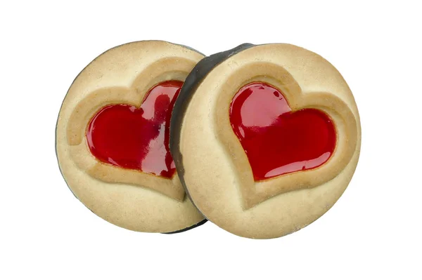 Heart shaped shortbread cookies. white background — Stock Photo, Image