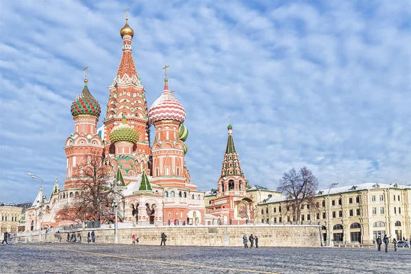 红正方形 观景街俄罗斯莫斯科Basil Cathedral Winter — 图库照片