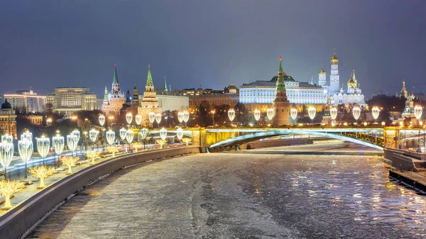 Panorama Der Winternacht Moskau Russland — Stockfoto