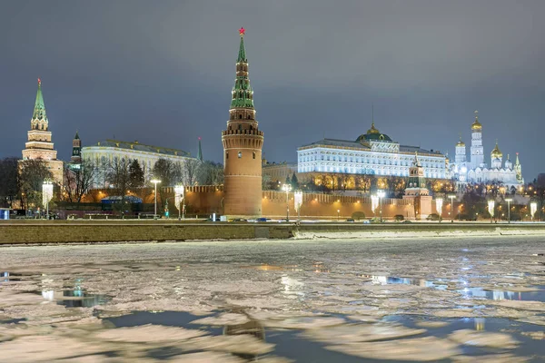 Зимний Вечер Москве Вид Московский Кремль — стоковое фото