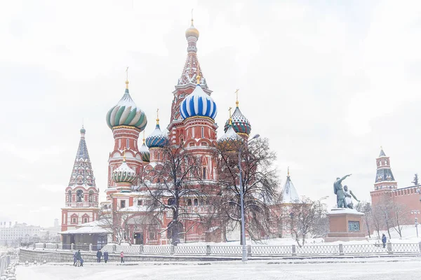 Roter Platz Blick Auf Basilius Kathedrale Winter Moskau Russland — Stockfoto