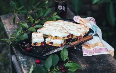 vişneli pasta, seçici odaklanma