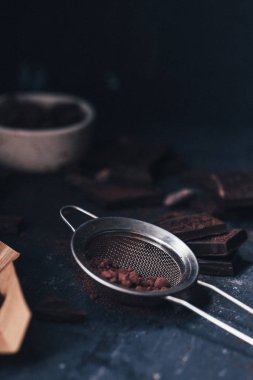 Koyu çikolata, seçici odak