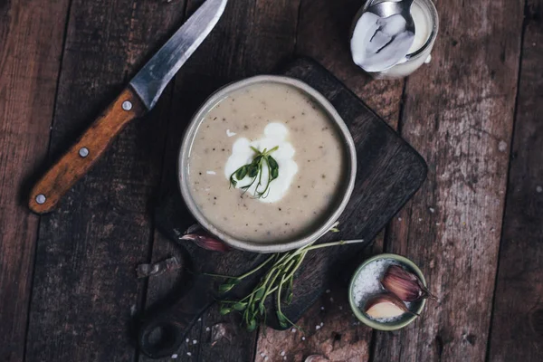 Cauliflower Cream Soup Selective Focus — Stock Photo, Image