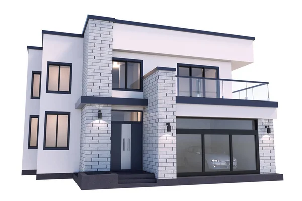 3D renderowania luksus nowoczesny dom — Zdjęcie stockowe