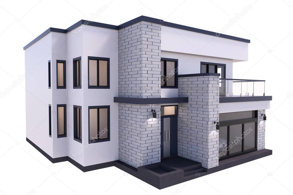 3d rendering luxury modern house