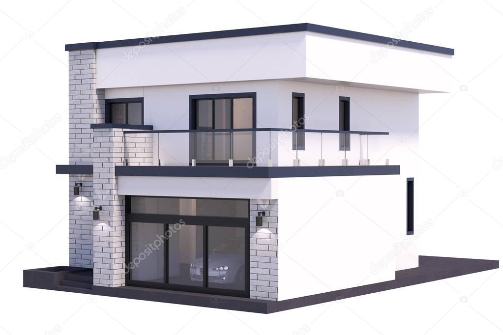 3d rendering luxury modern house
