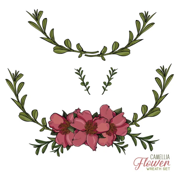 Kamelya çiçeği gerçekçi çelenk tasarım ayarla