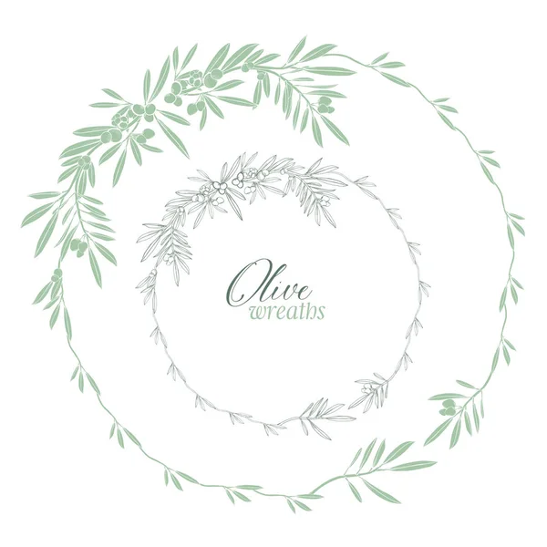 Modern zeytin çelenk çizilmiş kümesi
