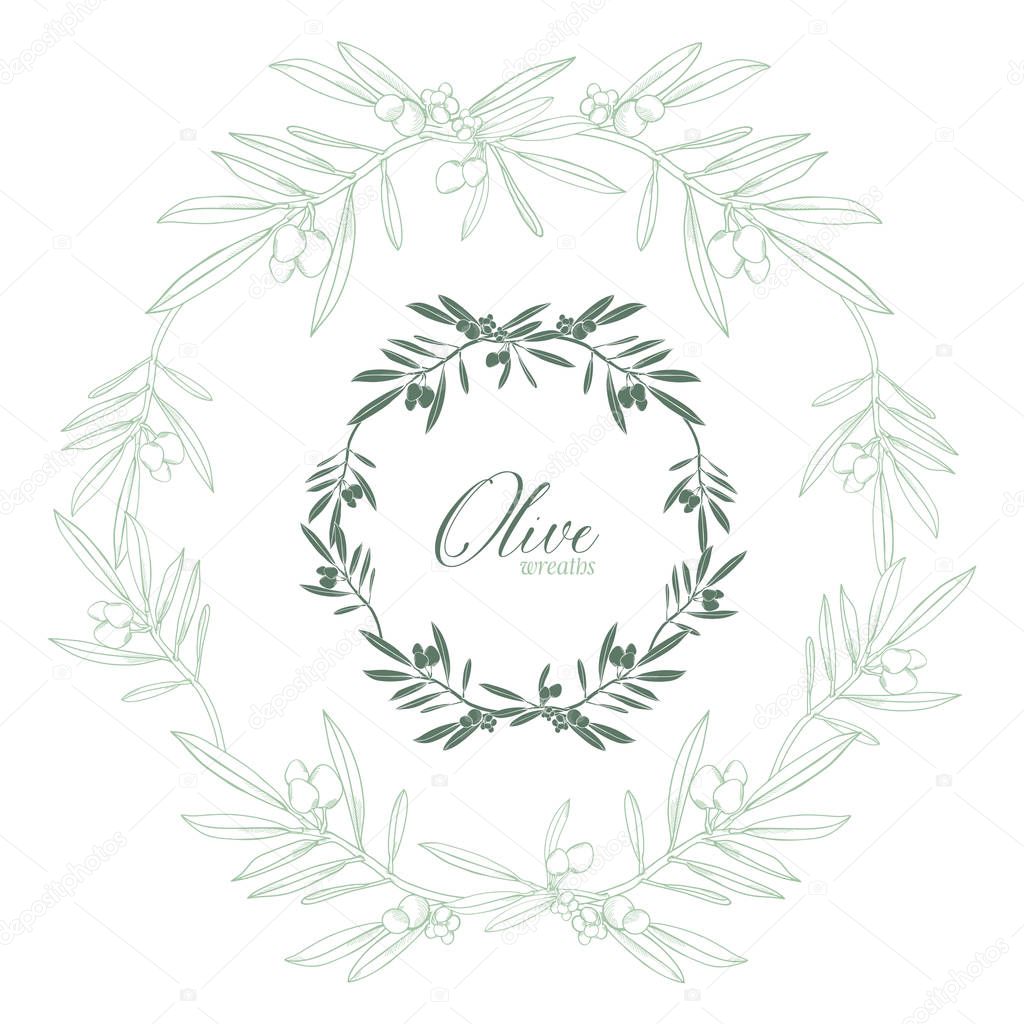 Contemporary Sketched Olive Wreaths