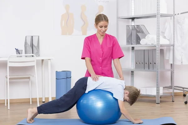 Exercise ball workout — Stock Photo, Image