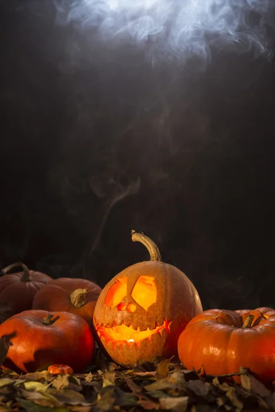 Jack-o-latern in smoke — Stock Photo, Image