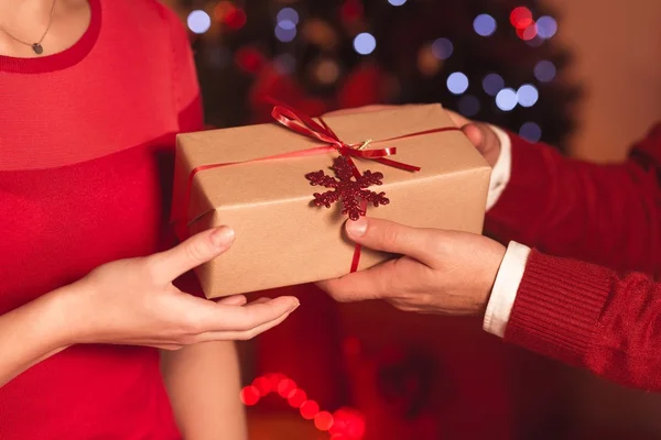 Giving Christmas present — Stock Photo, Image
