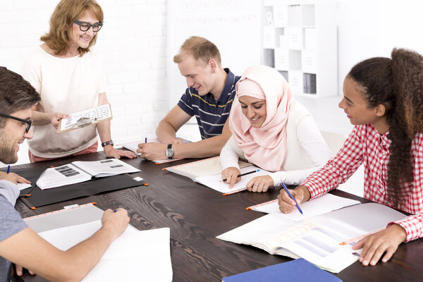 Students making notes