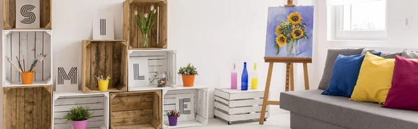 Caixa de madeira simples - efeito decorativo incrível — Fotografia de Stock