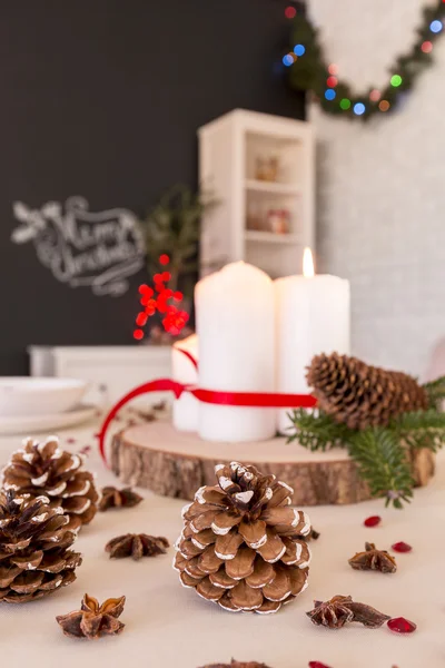 DIY Christmas table decoration — Stock Photo, Image