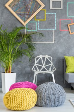 Modern handmade poufs