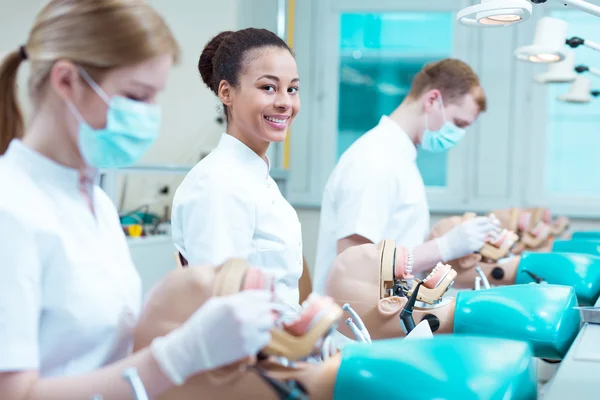 Happy dentistry students — Stock Photo, Image