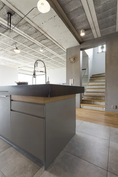 Modern interior with kitchen island — Stock Photo, Image