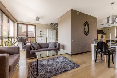 Oturma odası ve yemek alanı kombine