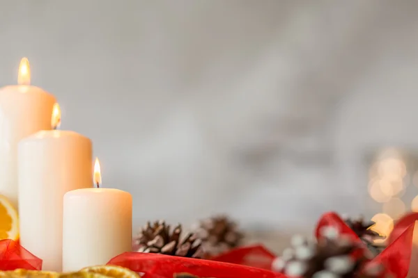 Three white candles — Stock Photo, Image