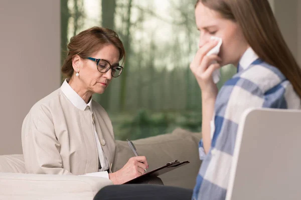 Crying teenager with probation officer — Stock Photo, Image