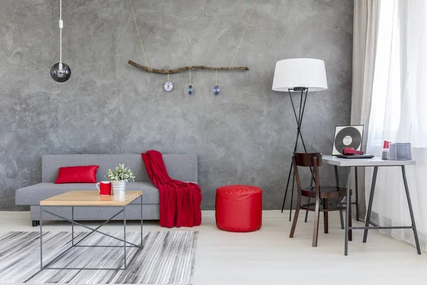 Grey interior with red details — Stock Photo, Image