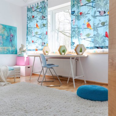 Mavi oda rahatlatıcı bir atmosfer verir.