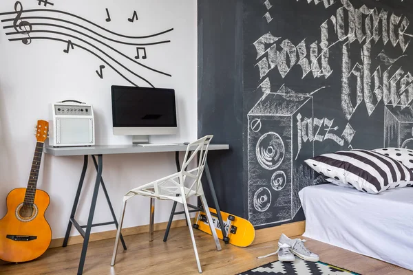 Decore seu quarto com um tema de música — Fotografia de Stock