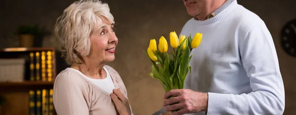 Elderly woman and her partner — Stock Photo, Image