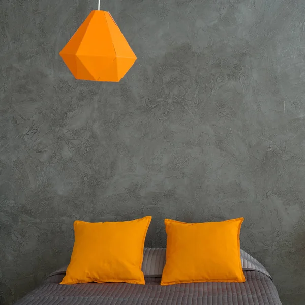 Sypialnia szary i pomarańczowy — Zdjęcie stockowe