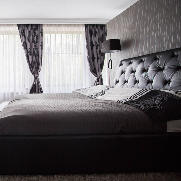 Luxury bedroom in gray color