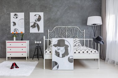 Gri yatak odası ve Çift Kişilik Yatak