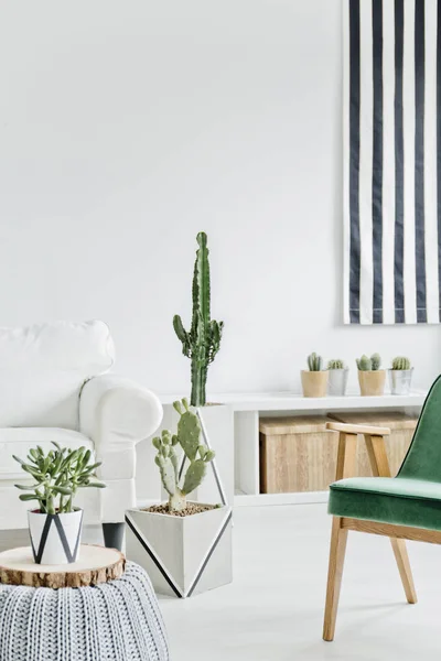 Habitación blanca con silla verde — Foto de Stock