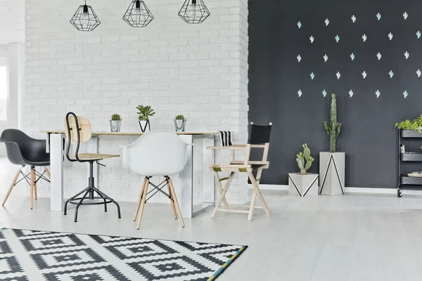 Dining room with chalkboard — Stock Photo, Image