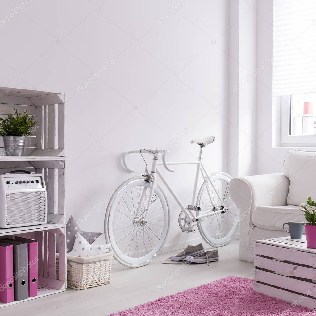 Modern deisgned lounge with hipster bike