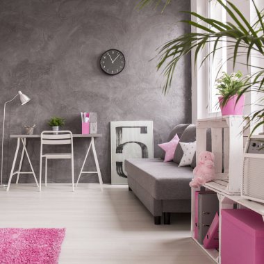 Gri Resepsiyon ile modern iç