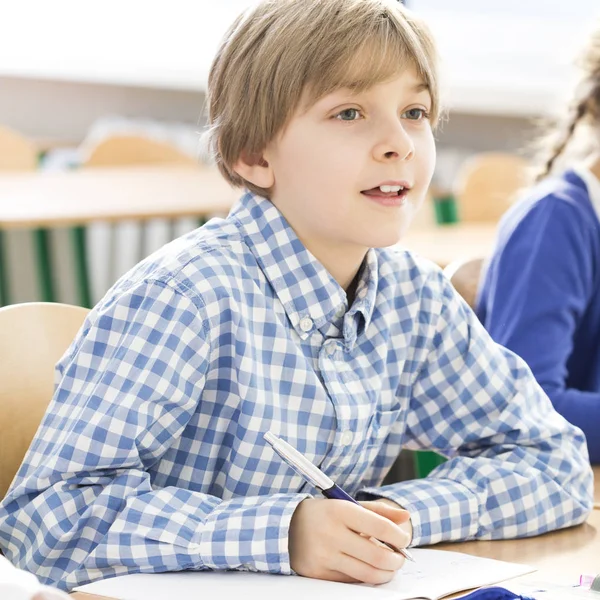Little boy writing during lesson — Stock Photo, Image