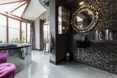 Küvet ile fütüristik karanlık banyo