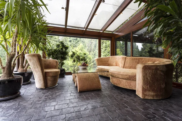 Comfortable lounge set in conservatory — Stock Photo, Image