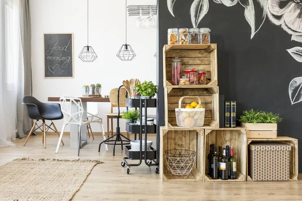 Interior with dining table