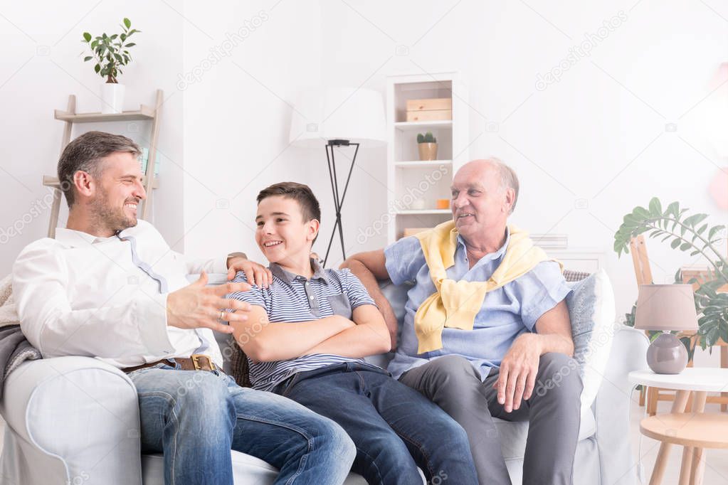 Grandfather, son and grandson
