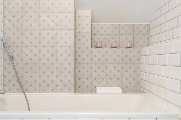 Bath in luxury beige bathroom — Stock Photo, Image