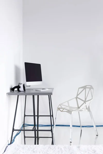 Modern stylish home office in white — Stock Photo, Image