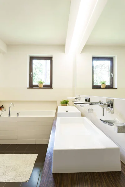 Bathroom with two wash basins — Stock Photo, Image