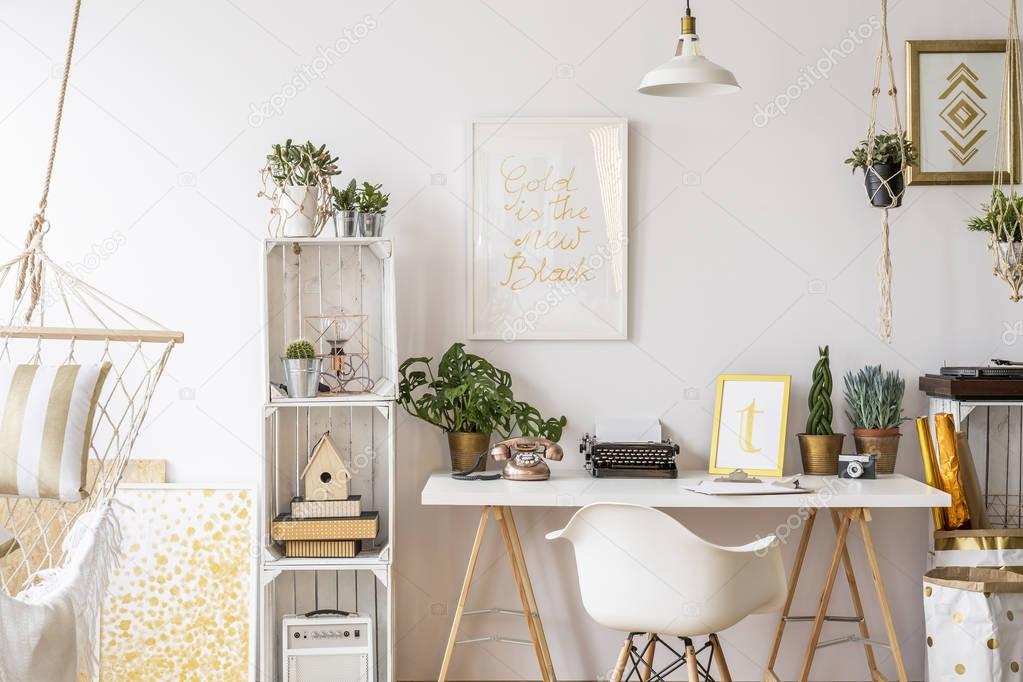 Apartment with gold decorations