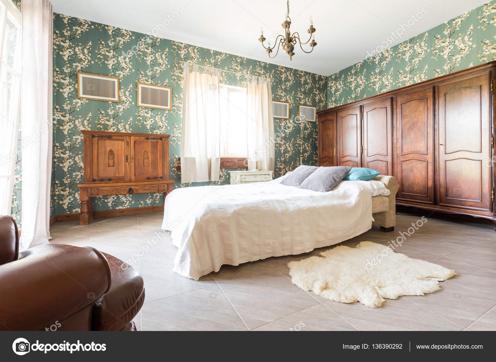 Bed In Old Fashioned Bedroom Stock Photo C Photographee Eu