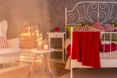 Hipster yatak odası beyaz