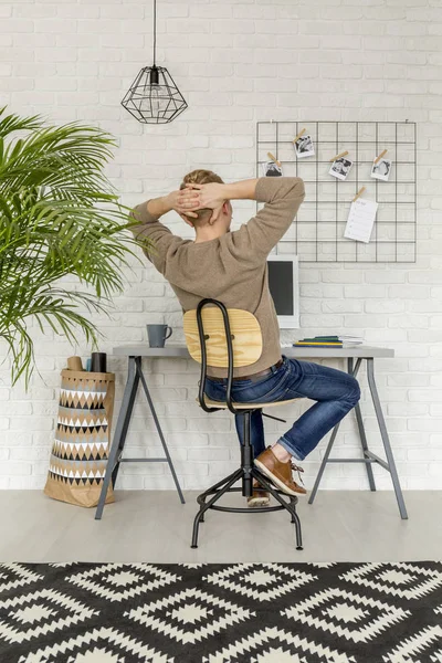 Beyaz hipster ev ofis — Stok fotoğraf